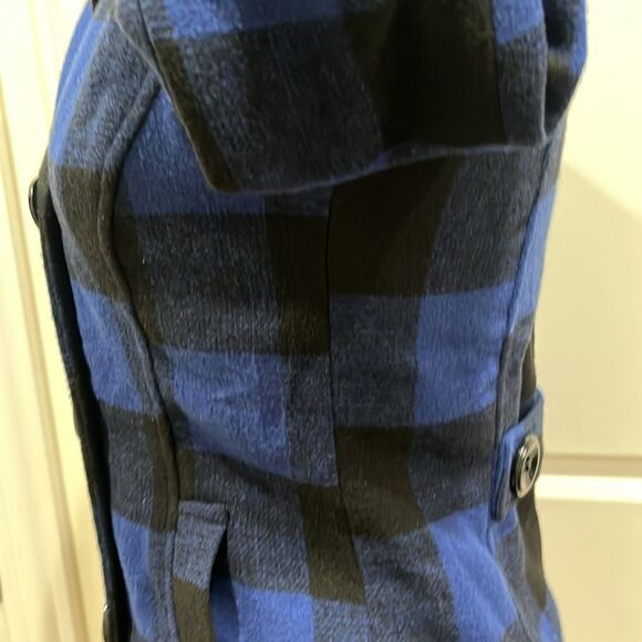 New! Rampage Blue & Black Plaid Peacoat Size Small NWT - Picture 8 of 16